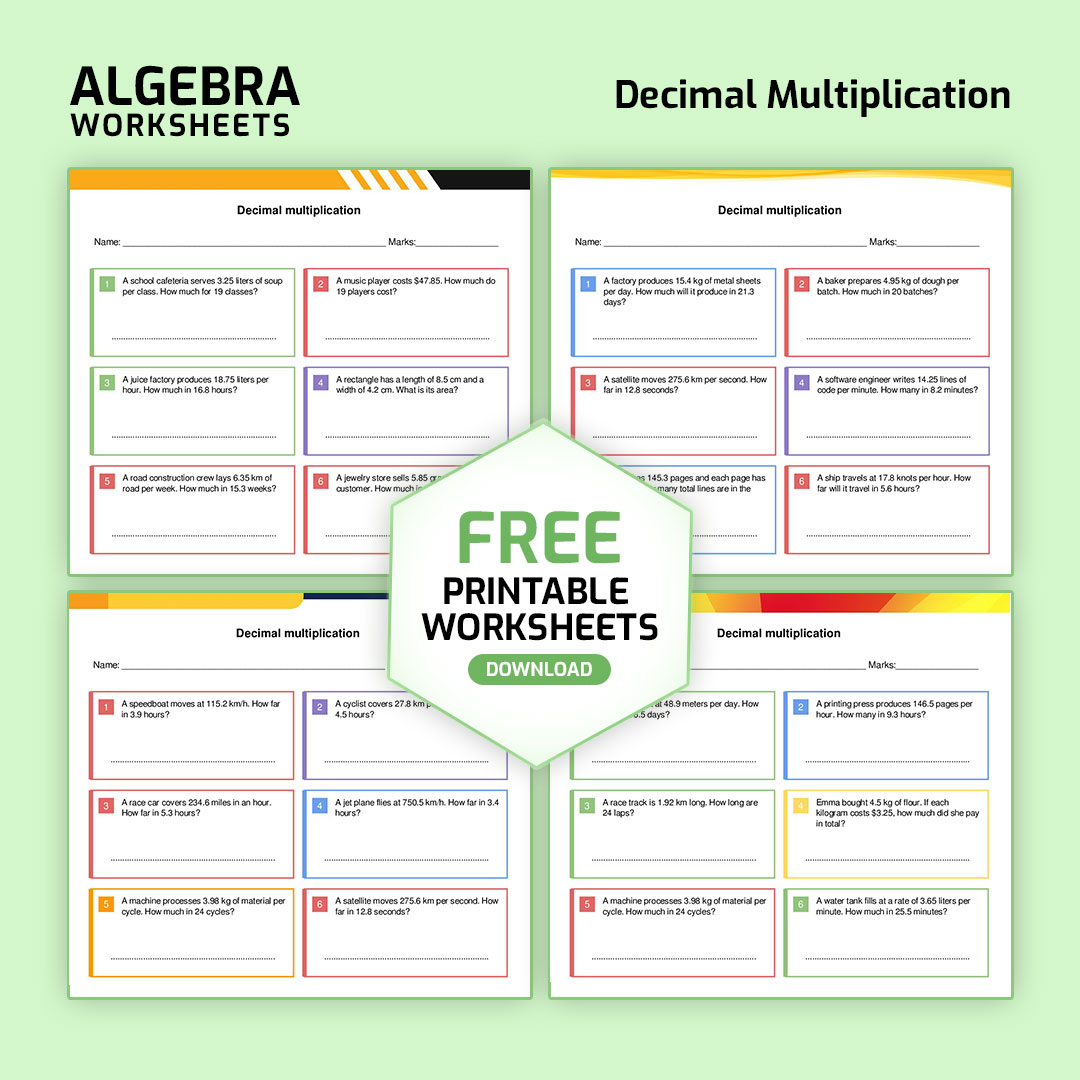 Decimal Multiplication Worksheet​