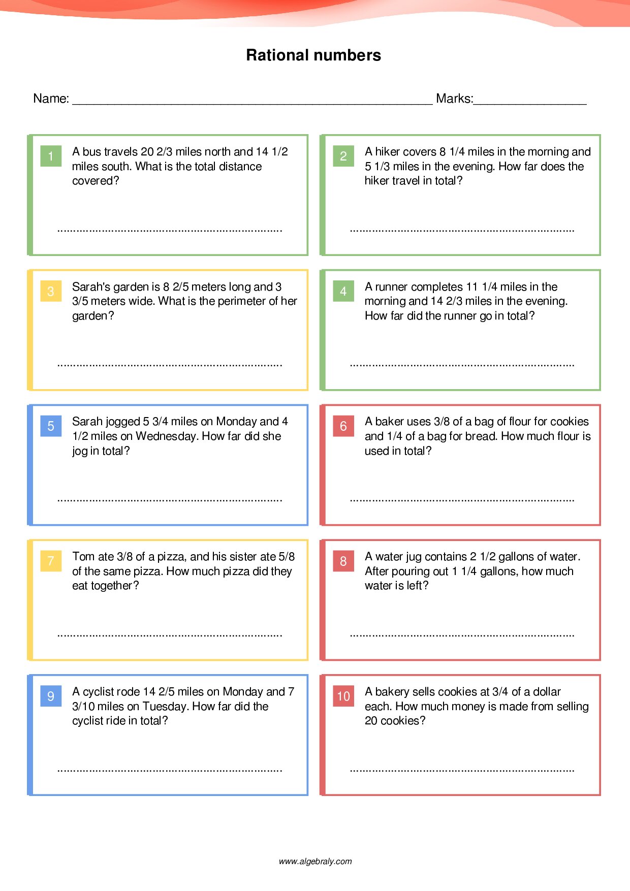 Rational numbers Worksheet 1